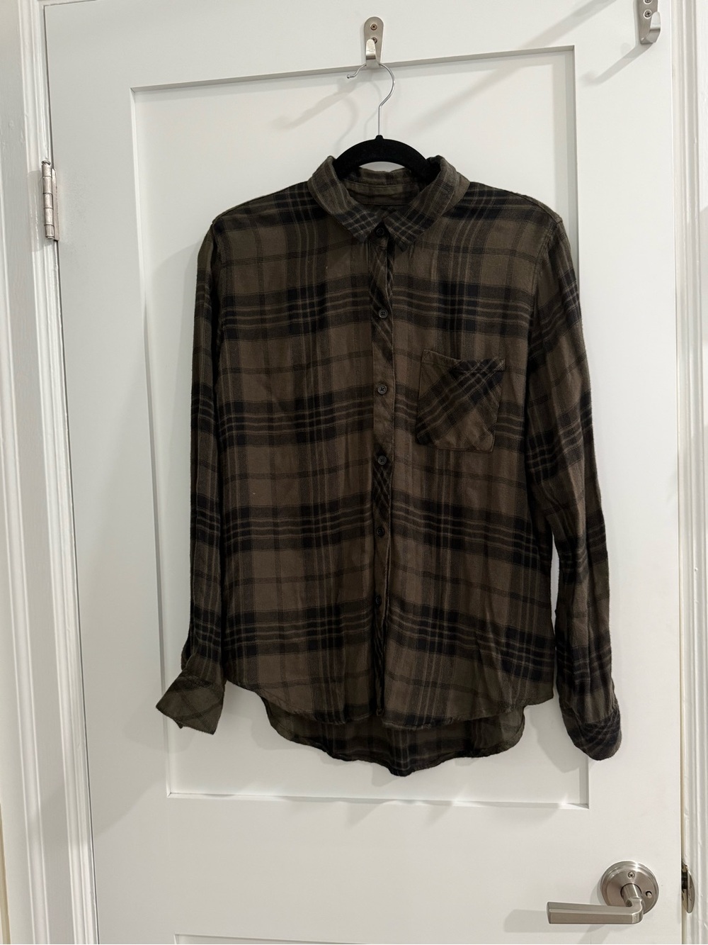 Rails olive jet (olive green + black) Hunter button down plaid top (fair)